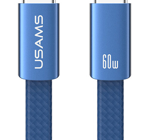 USAMS καλώδιο USB-C SJ783, 60W, 480Mbps, flat, 1.2m, μπλε