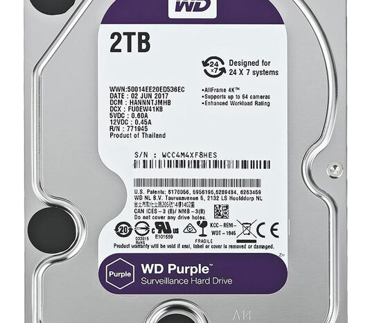 WD σκληρός δίσκος 3.5" Purple Surveillance 2TB, 256MB, 5400RPM, SATA III