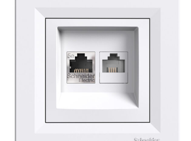 SCHNEIDER ELECTRIC επιτοίχια πρίζα δικτύου RJ45 & RJ12 Asfora EPH4900121