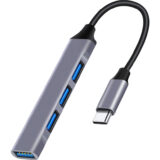 POWERTECH USB hub PT-1113, 4x θυρών, 5Gbps, USB-C σύνδεση, γκρι