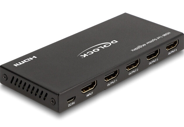 DELOCK HDMI splitter 18652 με downscaler πλήκτρο, 4 σε 1, 4K/60Hz, μαύρο