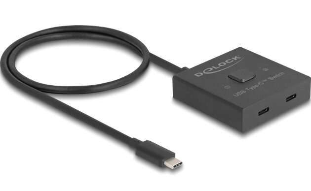 DELOCK USB-C switch 18911, 2 σε 1 bidirectional, 10Gbps, 8K, 100W, μαύρο