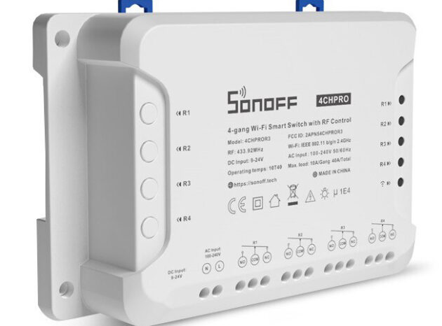 SONOFF Smart Διακόπτης 4CH PRO R3, 4 θέσεων, 40A, RF control, λευκός