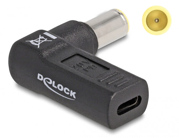 DELOCK αντάπτορας τροφοδοσίας 60012, USB-C σε IBM 7.9x5.5mm, 90°, μαύρος