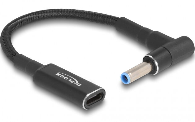 DELOCK αντάπτορας τροφοδοσίας laptop 60031, USB-C σε HP 4.5x3.0mm, 15cm, μαύρος