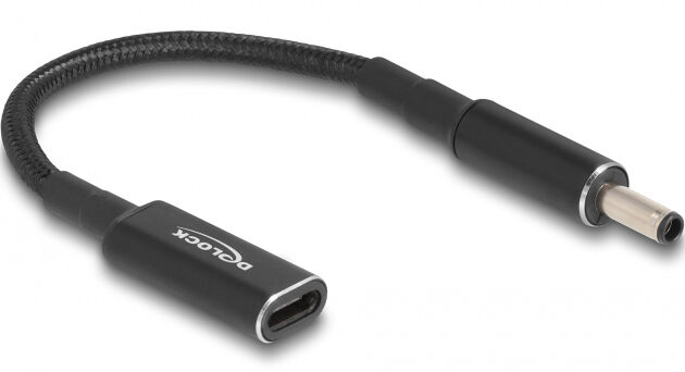 DELOCK αντάπτορας τροφοδοσίας laptop 60036, USB-C σε Dell 4.5x3.0mm, 15cm, μαύρος