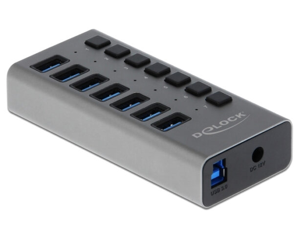 DELOCK USB hub 63669 με διακόπτες, 7x θυρών, 5Gbps, γκρι
