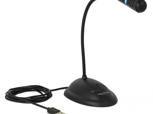 DELOCK μικρόφωνο με βάση και mute button 65871, USB, 1.7m, μαύρο