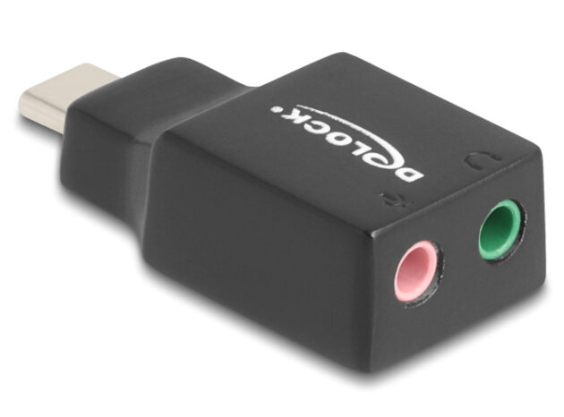 DELOCK εξωτερική κάρτα ήχου 67128, 2x 3.5mm, USB-C σύνδεση, μαύρη