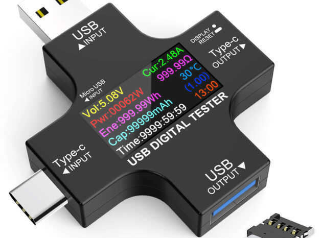 Συσκευή ελέγχου λειτουργίας θύρας USB, Micro USB & USB-C, 3.6-32V, LCD
