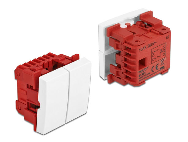 DELOCK module διακόπτης Easy 45 81363, διπλός, 1-pole, 1-way, λευκός