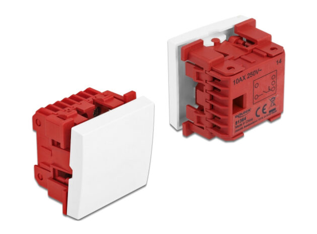 DELOCK module διακόπτης Easy 45 81364, μονός, 1-pole, 1-way, λευκός