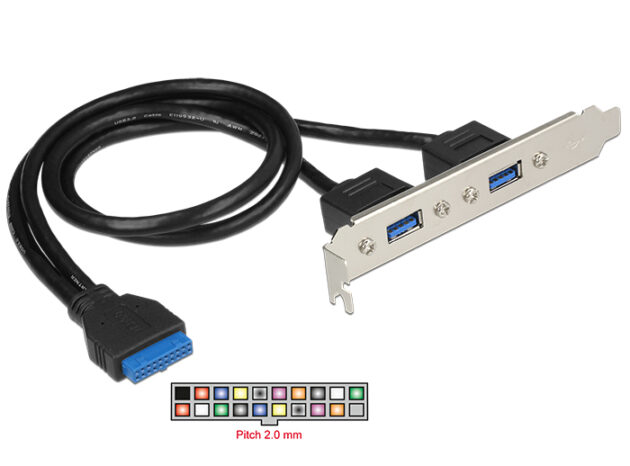 DELOCK Cable USB 3.0 2x Type-A female σε 19pin header female