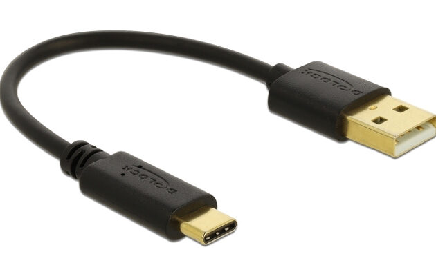 DELOCK καλώδιο USB σε USB-C 85354, 3A, 22AWG, 0.15m, μαύρο