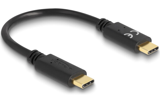 DELOCK καλώδιο USB-C 85356, PD 5A, 15cm, E-Marker, μαύρο