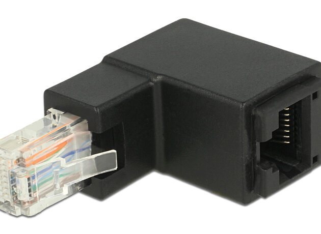 DELOCK αντάπτορας RJ45 86424, CAT 6 UTP, γωνιακός 90°, μαύρος