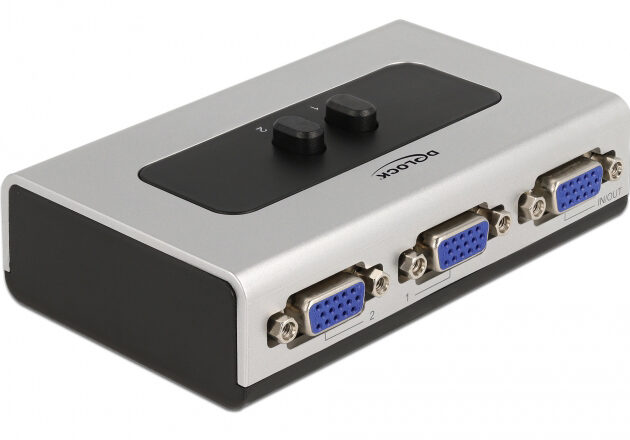 DELOCK VGA switch 87758, 2 σε 1, bidirectional, 1080p/60Hz, ασημί