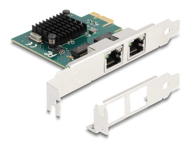 DELOCK κάρτα επέκτασης PCIe x1 σε 2x RJ45 Gigabit 88205, 1000Mbps
