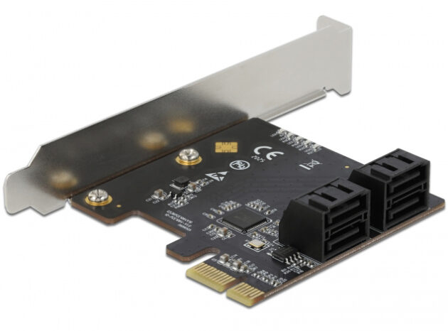 DELOCK κάρτα επέκτασης PCIe σε 4x SATA 90010, 6Gb/s, Low Profile