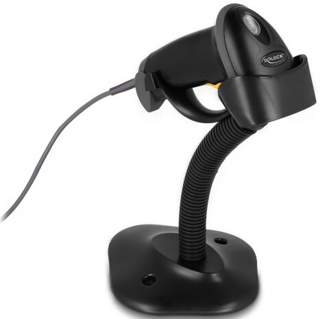 DELOCK USB barcode scanner 1D 90584, με καλώδιο σύνδεσης & βάση, μαύρο