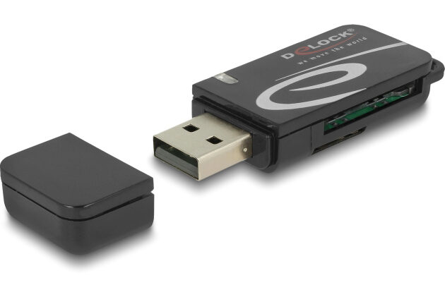 DELOCK card reader 91602 για SD & micro SD, USB, 480Mbps, μαύρο