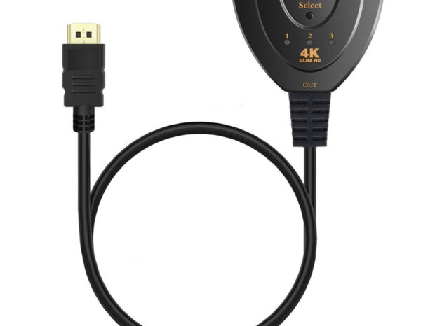 POWERTECH HDMI Switch CAB-H077, 3 σε 1, 4K, 0.50m, μαύρο