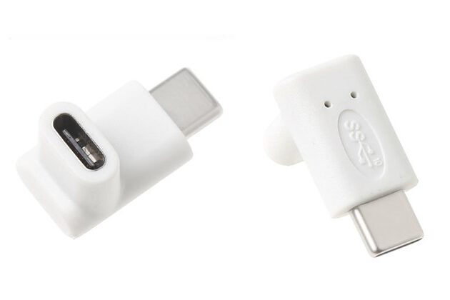 POWERTECH αντάπτορας USB-C αρσενικό σε θηλυκό CAB-U099, 90°, λευκός