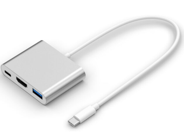 POWERTECH docking station CAB-UC004, 3 θυρών, USB-C σύνδεση, ασημί