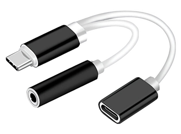 POWERTECH αντάπτορας USB-C σε USB-C & 3.5mm θηλυκό CAB-UC030, λευκός