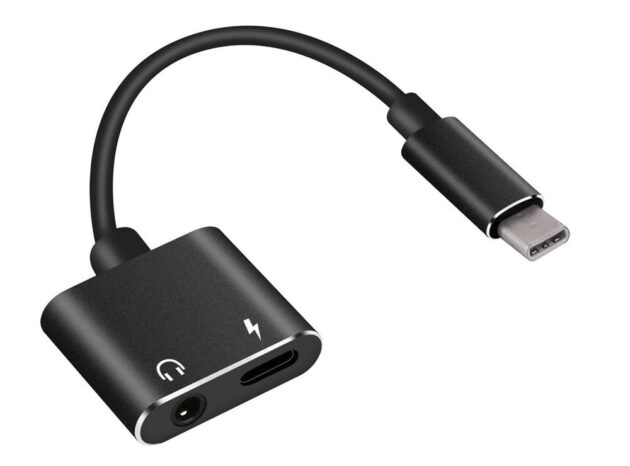POWERTECH αντάπτορας USB-C σε USB-C & 3.5mm θηλυκό CAB-UC031, μαύρος