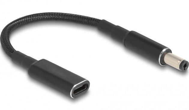 POWERTECH καλώδιο τροφοδοσίας CAB-UC069, USB-C σε 5.5x2.1mm, 15cm, μαύρο