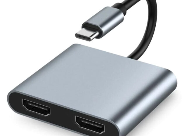 POWERTECH docking station CAB-UC083, 2 θυρών HDMI, USB-C, 4K, γκρι