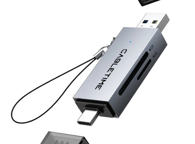 CABLETIME card reader CT-ACSD3-AG, SD/micro SD, USB/USB-C, 5Gbps, γκρι