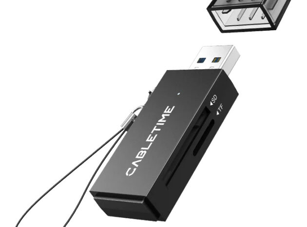 CABLETIME card reader CT-ASD3-PB για SD & micro SD, USB, 5Gbps, μαύρο