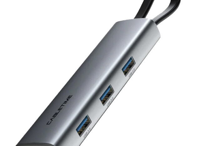 CABLETIME USB hub CT-HUBP4, 4x θυρών, 5Gbps, USB-C σύνδεση, γκρι