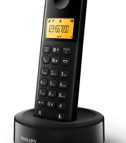 PHILIPS ασύρματο τηλέφωνο D1601B/34, με ελληνικό μενού, μαύρο