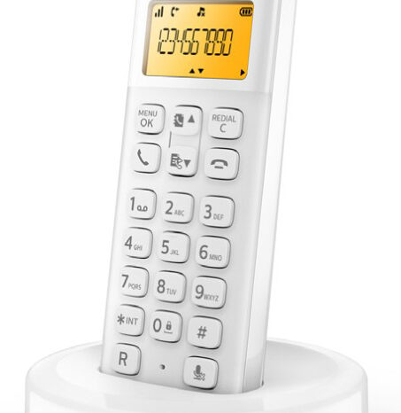 PHILIPS ασύρματο τηλέφωνο D1601W-34, με ελληνικό μενού, λευκό