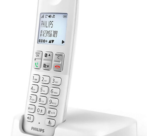 PHILIPS ασύρματο τηλέφωνο D2501W-34, με ελληνικό μενού, λευκό