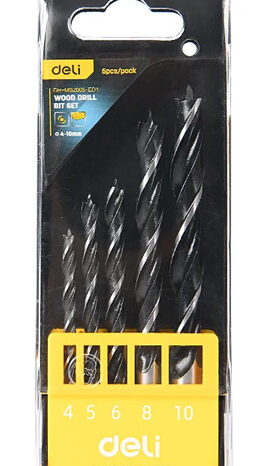 DELI σετ τρυπάνια DH-MGZ005-ED1 για ξύλο, 4-10mm, 5τμχ