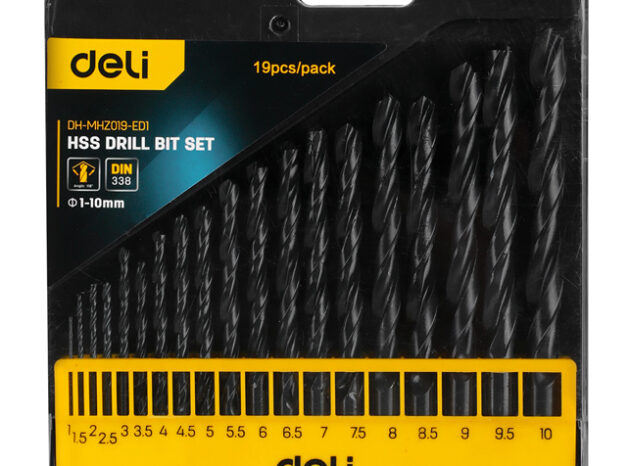 DELI σετ τρυπάνια DH-MHZ019-ED1 για σίδηρο HSS, 1-10mm, DIN 338, 19τμχ