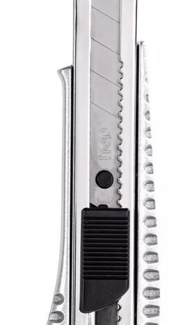 DELI μεταλλικό κοπίδι με ασφάλεια DL4255, 18mm, ασημί