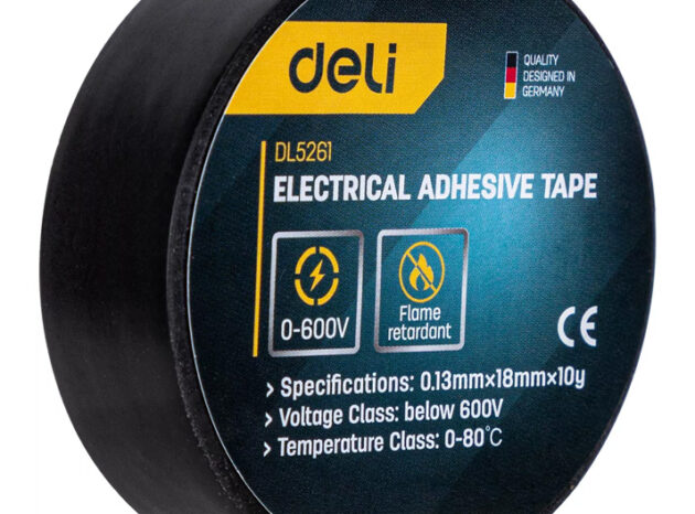 DELI μονωτική ταινία υψηλής αντοχής DL5261, 18mm x 9.15m, μαύρη