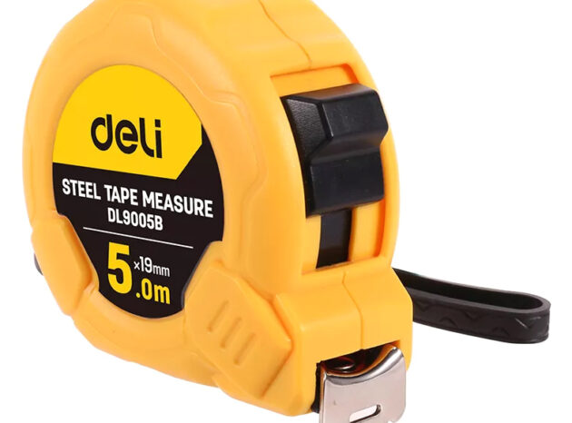 DELI μέτρο DL9005B, με κλείδωμα & clip ζώνης, 5m x 19mm