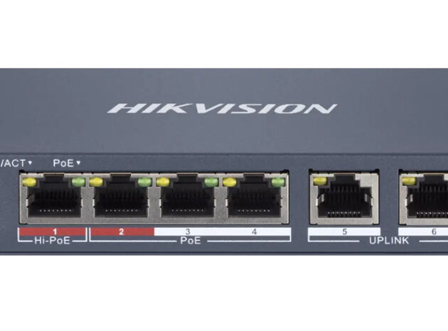 HIKVISION Managed switch DS-3E1106HP-EI, 4x PoE & 2x RJ45 ports, 100Mbps