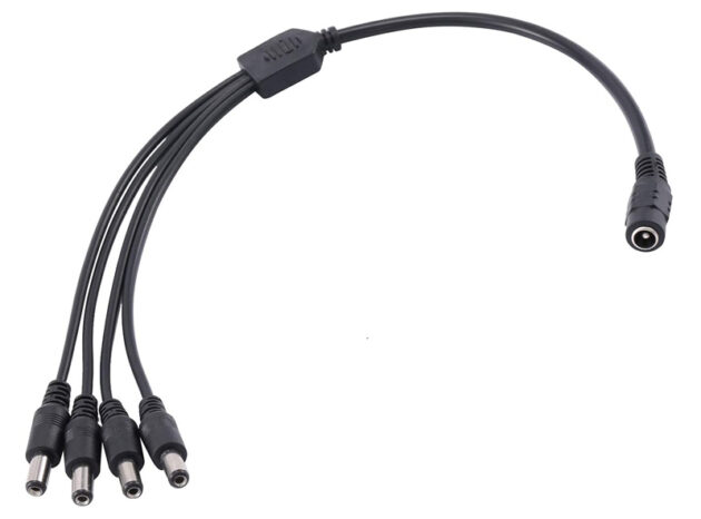 FOLKSAFE splitter DC1F4M, 1 θηλυκό σε 4 αρσενικά, 5.5x2.1mm, 4τμχ