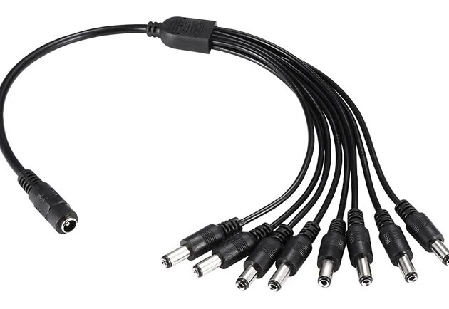 FOLKSAFE splitter DC1F8M, 1 θηλυκό σε 8 αρσενικά, 5.5x2.1mm, 4τμχ