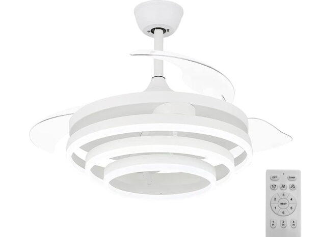 POWERTECH ανεμιστήρας οροφής HLL-0112 με LED φως, 72W, Φ106x50cm, λευκός
