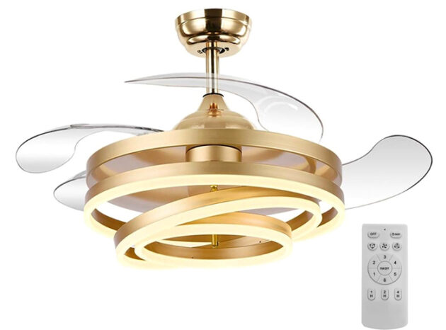 POWERTECH ανεμιστήρας οροφής HLL-0130 με LED φως, 72W, Φ106x50cm, χρυσός