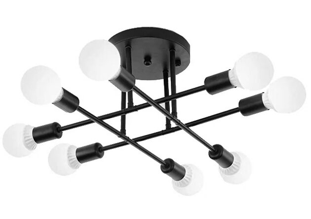 POWERTECH φωτιστικό οροφής HLL-0152, 8x E27, μεταλλικό, μαύρο