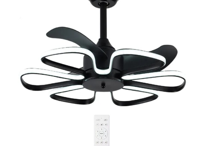 POWERTECH ανεμιστήρας οροφής HLL-0174 με LED φως, 96W, Φ55x35cm, μαύρος